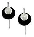 Flying Saucer Mixed Metals Black & Silver Circle Earrings by Mark Steel