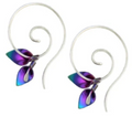 Double Lily Question Sterling Silver & Niobium Earrings by Mark Steel