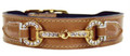 Holiday Dog Collar in Caramel Italian Patent Leather & Gold by Hartman & Rose - 18 - 20"