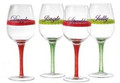 Set of four holiday wine glasses