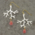 Tropical Coral Bead with Silver Branches Earrings