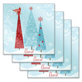 "Cheers" Retro Christmas Trees Tempered Glass Coasters