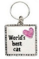 "World's Best Cat" with Pink Bling Heart Pet Charm for Collar 