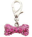 Pink Pave Crystal Bone Dog Collar Charm, Zipper Pull, Purse Charm