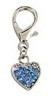 Blue Crystal Heart Charm for Dog Collar, Zipper Pull, Handbag Charm, Etc.