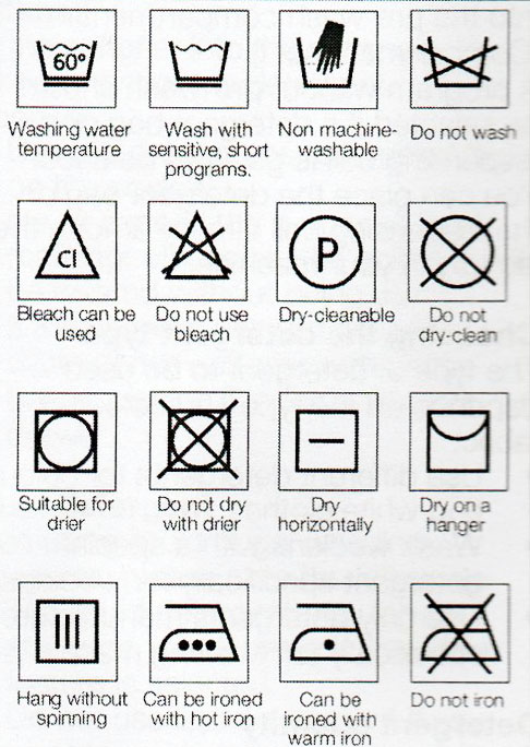 washing instruction labels