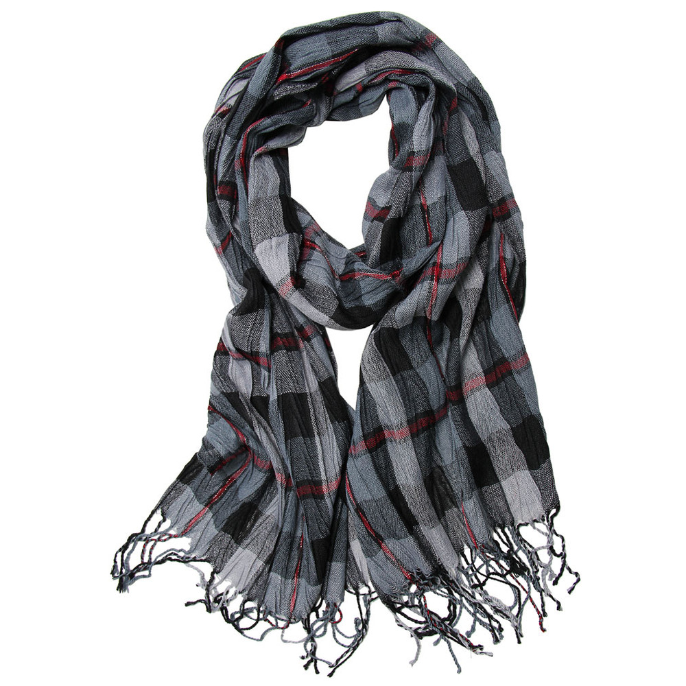 black and grey checkered scarf