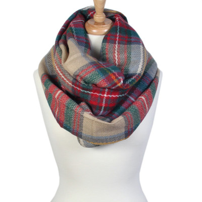 Large Tartan Print Soft & Warm Infinity Style Blanket Scarf - Scarfand