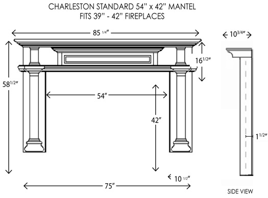 54X42 Charleston Standard Fireplace Mantel