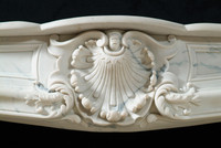 Our Louis XIV marble mantels have fine details.  Carrara Marble