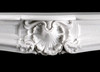 Detailed artisan craftsmanship is evident with this Adelaide marble mantel. Italian Bianco