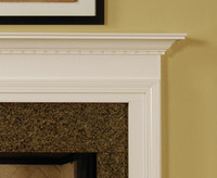 Mantel shown with sparkling pebble granite.