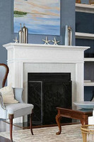 A Monticello cabinet mantel, which can be done with just about any of our mantels