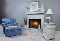 White marbe facing kit with hearth.