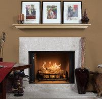 Botticina Agglomerate marble with mantel shelf.