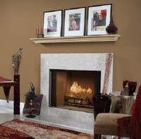 Mantel shelf with marble facing.