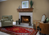 Limestine surround shown with mantel shelf.