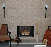For a dramatic feature, use our split face stone 1 x 3" tile as a stone surround for your fireplace.