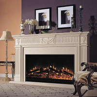 Our 88" Birmingham Mantel package, in polished Royal Botticino, includes a 58" Electric Fireplace for a grand focal point. Royale Botticino (ivory and light beige)