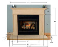 Villanova Stone Mantel approximate dimensions