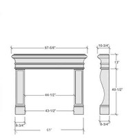 Approximate specifications for the Novel cast stone mantel