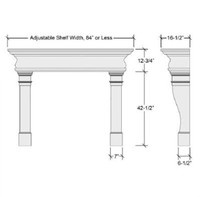 Specifications for the Bedford thin cast stone fireplace mantel.