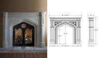 Specifications for the Westminister cast stone mantel.