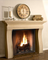 The Crest stone fireplace mantel weighs 1/3 that of quarried stone.