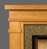 Details of the Craftsman Bridgewater fireplace mantel include clean horizontal lines.