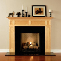 Concord fireplace mantel with a natural finish in maple.