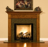 The Hillsboro mantel shown with granite facing kit.