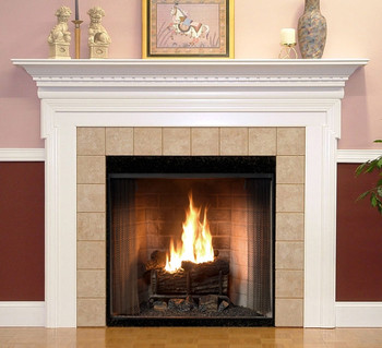 The Nashborough mantel surround shown in semi gloss white.