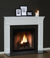 The Olympia mantel works well with limited wall space.