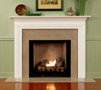 the Bravada Builder Collection fireplace mantel has offset molding on the legs.