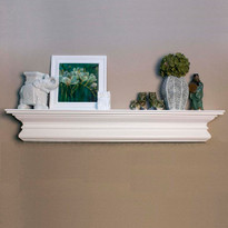 Beautifully curved crown molding marks our Courtyard Mantel Shelf, available in paint or stain grade woods, and a selection of finish options.  Overall Shelf Height is 9 1/4."