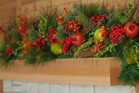 A holiday favorite is decorating the fireplace mantel.  Rough sawn finish on this Western Red Cedar