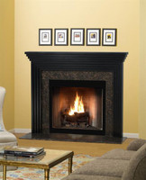 The Contemporary Mantel shown here with Modern Shelf (available with added cost)