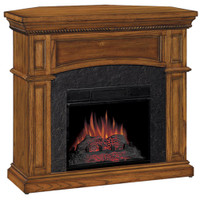The Nantucket is an 18" Electric Fireplace and includes a premium Oak cabinet mantel that fits into a corner or backs up to a wall.  Slate look surround facing and premium finishes.  Multi-function remote control included.
