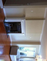 The Harrisburg mantel notched to fit a chase wall
