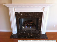 The mantel shelf was cut on site to fit a chase wall
