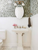 Traditional beaded paneling used as wainscoting in a bathroom