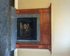 Mahogany wood Nutmeg Stained finish on this San Sebastian fireplace mantel