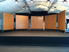 Rolling stage backdrop panels are for a summer music program on Shelter Island.  They created a band shell for the musicians with our Highlander Oak library paneling!