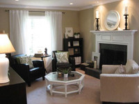 The mantel is the focal point in this room
