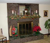 The Shaker Box mantel shelf all dressed up for the holidays.