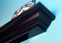 The Catalina mantel shelf feature dentil molding, and is available in a variety of wood species and finishes