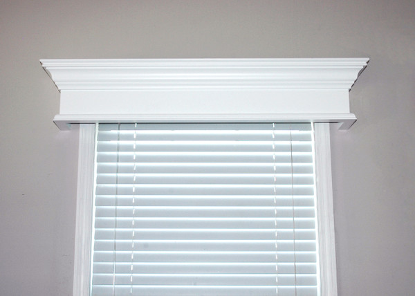 Pleasanton custom window cornice painted white