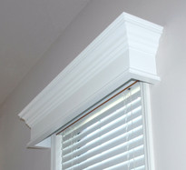 Pleasanton window cornices shown in white