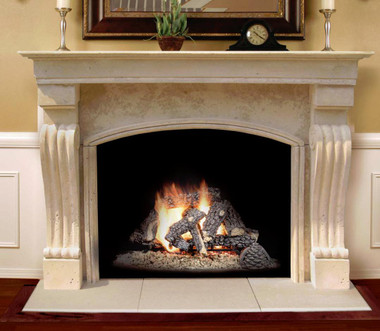 Travertino Arch Stone Mantel for 42" Fireplace