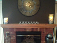 This Hanson Mantel Shelf was sized precisely to fit on top of a brick ledge, in what is called a 'brick pocket design' by some, and a 'shelf cap' by others